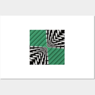 geometric green white and black diamond shaped design Posters and Art